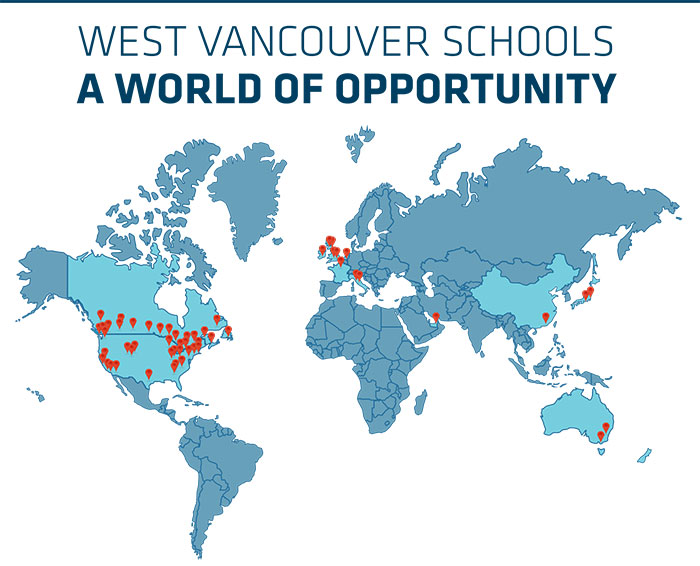 West Vancouver Schools graduates will be attending more than 120 post-secondary institutions around the world.